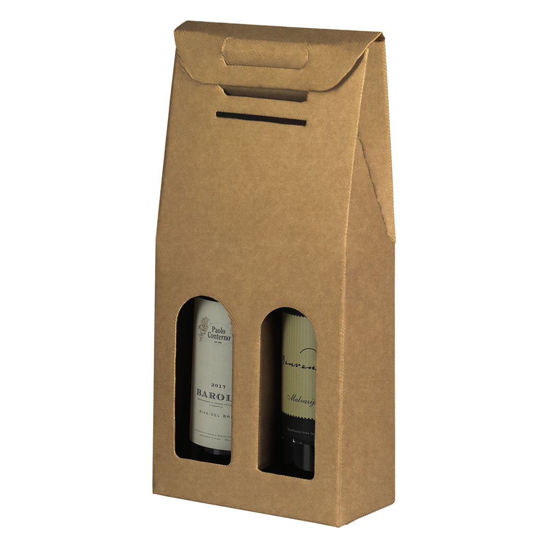 Troslojna samosklopiva poklon kutija za dve flaše
